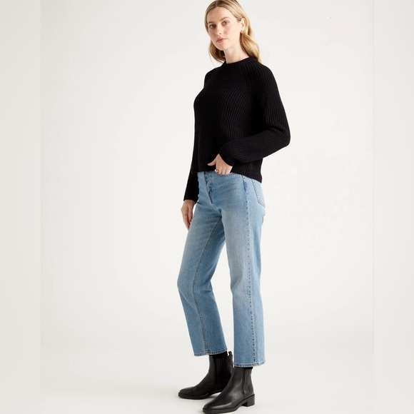 Quince 100% Organic Cotton Fisherman Black Crew Sweater; size L - Picture 2 of 9